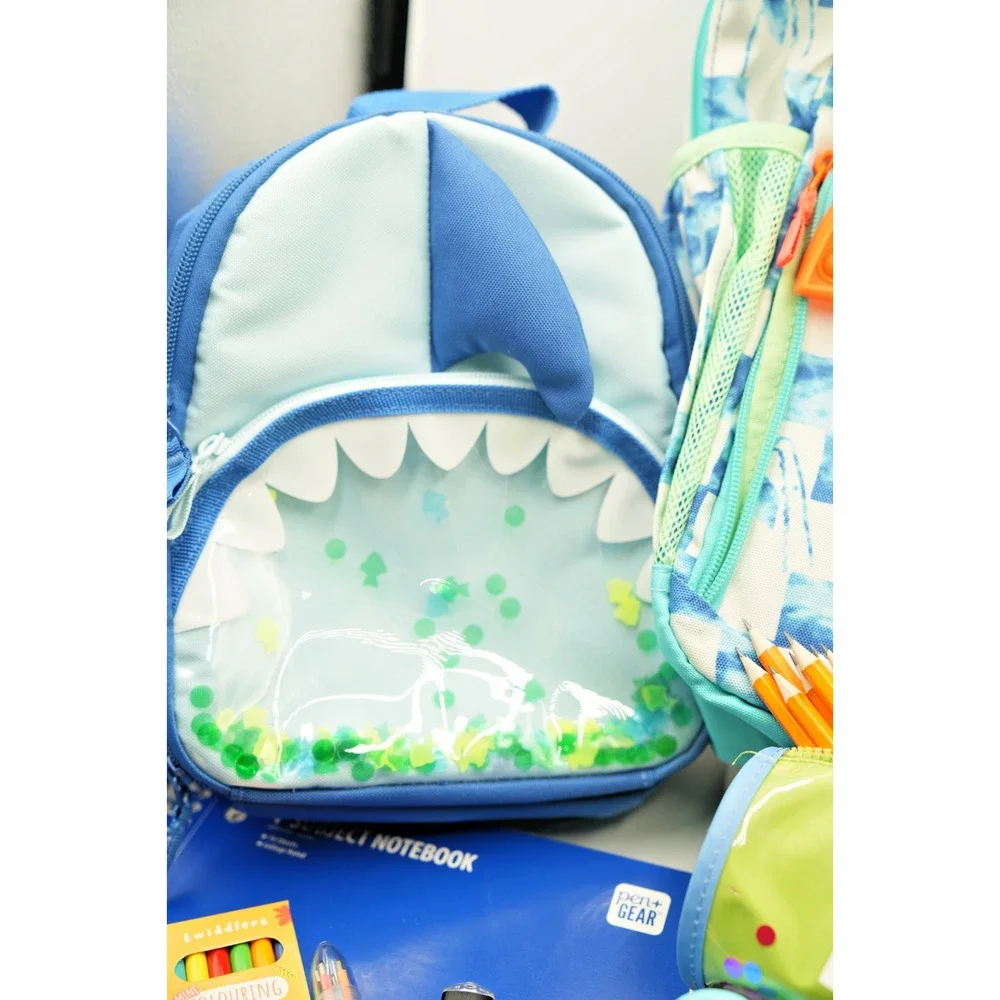 Cat & Jack Shark Backpack + Shark‎ Lunchbox Back-to-School Supply Kit Bundle